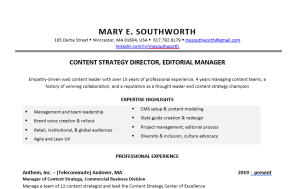 Thumbnail of Mary's resume